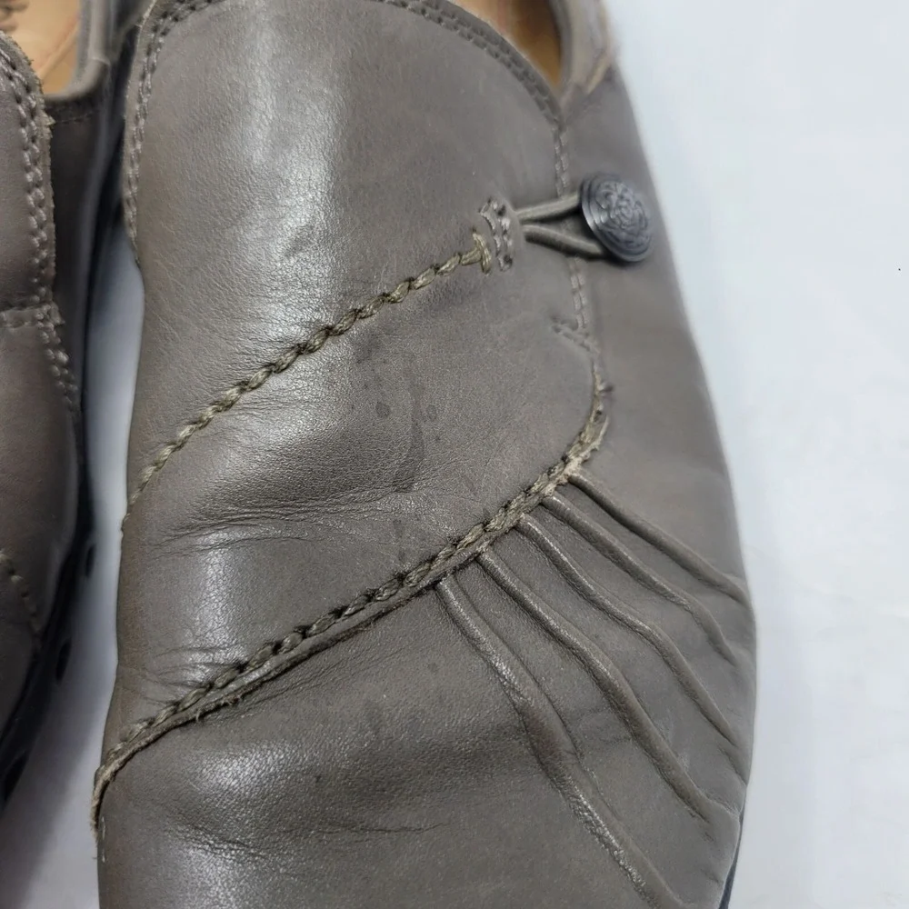 Cobb Hill Paulett Leather Loafers  7.5N Gray Pleated Detail Slip-On Comfort Shoe